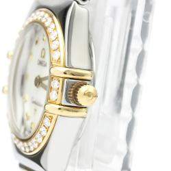 Pre Owned Omega MOP Diamonds 18K Yellow Gold And Stainless Steel Constellation My Choice 1365.71 Women's Wristwatch 22 MM
