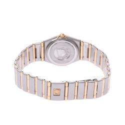 Pre Owned Omega MOP Diamond 18K Yellow Gold And Stainless Steel Constellation 1267.75 Quartz Women's Wristwatch 22 MM
