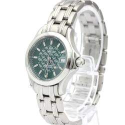 Pre Owned Omega Green Stainless Steel Seamaster 120M Jacques Mayol 2586.70 Women's Wristwatch 26 MM