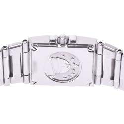 Pre Owned Omega Pink MOP Stainless Steel Constellation Quadro 1531.73 Women's Wristwatch 15 x 20 MM