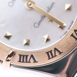 Pre Owned Omega MOP 18K Yellow Gold And Stainless Steel Constellation Quartz Women's Wristwatch 22 MM
