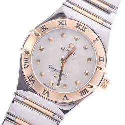 Pre Owned Omega MOP 18K Yellow Gold And Stainless Steel Constellation Quartz Women's Wristwatch 22 MM