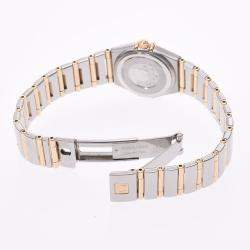 Pre Owned Omega White 18K Yellow Gold And Stainless Steel Constellation 1262.70 Women's Wristwatch 21 MM
