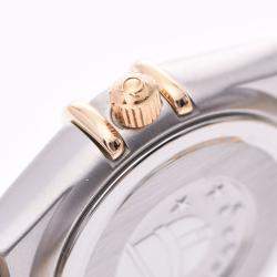 Pre Owned Omega White 18K Yellow Gold And Stainless Steel Constellation 1262.70 Women's Wristwatch 21 MM