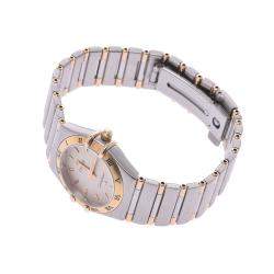 Pre Owned Omega White Yellow Gold And Stainless Steel Constellation 1262.30 Women's Wristwatch 23 MM