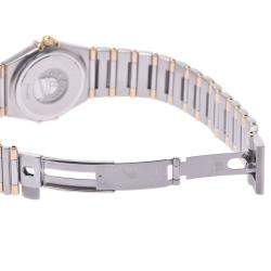 Pre Owned Omega White Yellow Gold And Stainless Steel Constellation 1262.30 Women's Wristwatch 23 MM