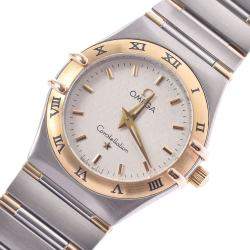 Pre Owned Omega White Yellow Gold And Stainless Steel Constellation 1262.30 Women's Wristwatch 23 MM