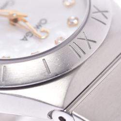 Omega MOP Diamonds 18k Yellow Gold And Stainless Steel Constellation 123.20.24.60.55.006 Women's Wristwatch 24 MM