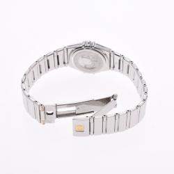 Pre Owned Omega Black Diamonds Stainless Steel Constellation Mini 1566.56 Women's Wristwatch 22.5 MM