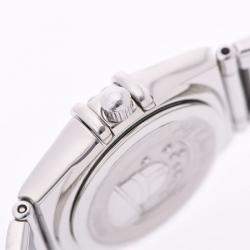 Pre Owned Omega Black Diamonds Stainless Steel Constellation Mini 1566.56 Women's Wristwatch 22.5 MM