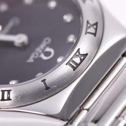 Pre Owned Omega Black Diamonds Stainless Steel Constellation Mini 1566.56 Women's Wristwatch 22.5 MM