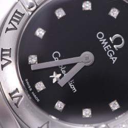 Pre Owned Omega Black Diamonds Stainless Steel Constellation Mini 1566.56 Women's Wristwatch 22.5 MM
