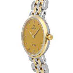 Pre Owned Omega Champagne Gold Tone Stainless Steel De Ville Classic 7260.11.00 Women's Wristwatch 23.5 MM