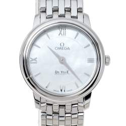 Pre Owned Omega Mother Of Pearl Stainless Steel De Ville Prestige 424.10.27.60.05.001 Women's Wristwatch 27.40 mm