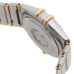 Omega  Silver White 18K Yellow Gold Stainless Steel Diamond Constellation 796.1201 Women's Wristwatch 27.50 mm