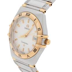 Omega  Silver White 18K Yellow Gold Stainless Steel Diamond Constellation 796.1201 Women's Wristwatch 27.50 mm