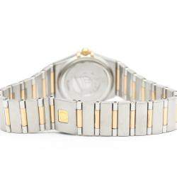 Pre Owned Omega MOP Diamonds 18K Rose Gold And Stainless Steel Constellation Quartz 1360.75 Women's Wristwatch 26 MM