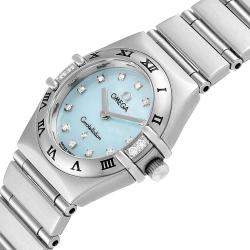 Omega Blue Diamonds Stainless Steel Constellation 1567.86.00 Women's Wristwatch 22.5 MM