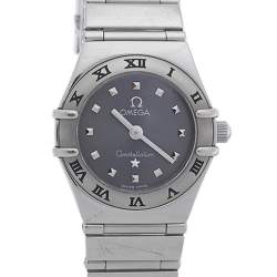 Pre Owned Omega Gray Stainless Steel Constellation My Choice Mini Women's Wristwatch 22.5MM