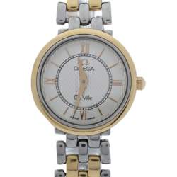 Pre Owned Omega White Two Tone Stainless Steel De Ville Prestige Women's Wristwatch 23MM