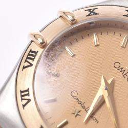 Pre Owned Omega Champagne 18K Yellow Gold And Stainless Steel Constellation 1262.10 Quartz Women's Wristwatch 24 MM