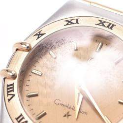 Pre Owned Omega Champagne 18K Yellow Gold And Stainless Steel Constellation 1262.10 Quartz Women's Wristwatch 24 MM