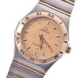 Pre Owned Omega Champagne 18K Yellow Gold And Stainless Steel Constellation 1262.10 Quartz Women's Wristwatch 24 MM