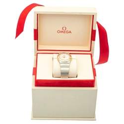 Omega Coral Mother Of Pearl 18K Yellow Gold & Stainless Steel Constellation Women's Wristwatch 27mm 