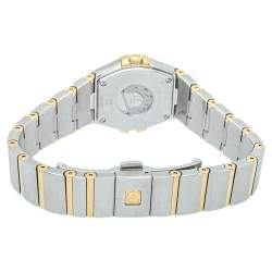 Pre Owned Omega Champagne 18K Yellow Gold Stainless Steel Constellation Women's Wristwatch 24 mm