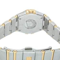 Pre Owned Omega Champagne 18K Yellow Gold Stainless Steel Constellation Women's Wristwatch 24 mm