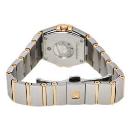 Pre Owned Omega Blue 18K Yellow Gold Stainless Steel Constellation 123.20.24.60.53.001 Women's Wristwatch 24 mm