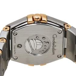 Pre Owned Omega Blue 18K Yellow Gold Stainless Steel Constellation 123.20.24.60.53.001 Women's Wristwatch 24 mm