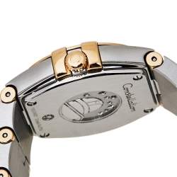 Pre Owned Omega Blue 18K Yellow Gold Stainless Steel Constellation 123.20.24.60.53.001 Women's Wristwatch 24 mm