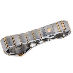 Pre Owned Omega Blue 18K Yellow Gold Stainless Steel Constellation 123.20.24.60.53.001 Women's Wristwatch 24 mm