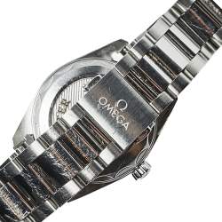 Pre Owned Omega Blue Diamonds Stainless Steel Seamaster Aqua Terra 220.10.28.60.53.001 Women's Wristwatch 28 mm