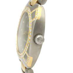 Omega Grey Diamonds 18K Yellow Gold And Titanium Seamaster 895.0845 Quartz Women's Wristwatch 22 MM