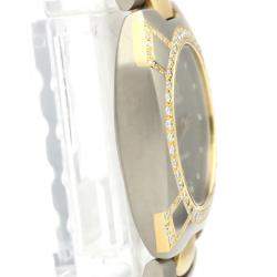 Omega Grey Diamonds 18K Yellow Gold And Titanium Seamaster 895.0845 Quartz Women's Wristwatch 22 MM