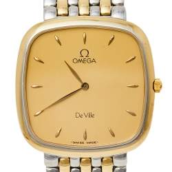 Pre Owned Omega Vintage 18K Yellow Gold & Stainless Steel De Ville 395.3378 Women's Wristwatch 30 mm