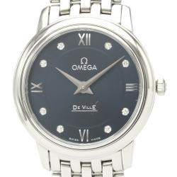 Pre Owned Omega Blue Stainless Steel De Ville 424.10.27.60.53.001 Quartz Women's Wristwatch 27 MM