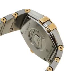 Pre Owned Omega Mother of Pearl 18K Yellow Gold & Stainless Steel Diamond Constellation 123.20.27.60.55.005 Women's Wristwatch 27 mm