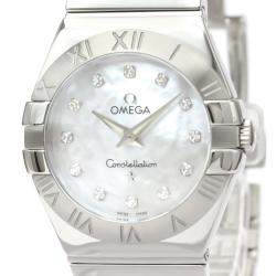Omega MOP Diamonds Stainless Steel Constellation 123.10.27.60.55.002 Quartz Women's Wristwatch 27 MM