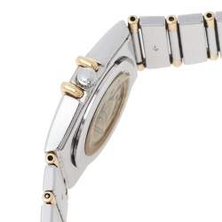 Pre Owned Omega Vintage White 18K Yellow Gold & Stainless Steel Constellation 795.108 Women's Wristwatch 23 mm