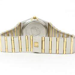 Pre Owned Omega MOP Diamonds 18k Yellow Gold And Stainless Steel Constellation 1272.75 Quartz Women's Wristwatch 25 MM