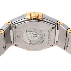 Pre Owned Omega Mother of Pearl 18K Yellow Gold & Stainless Steel Diamond Constellation 123.20.27.60.55.002 Women's Wristwatch 27 mm