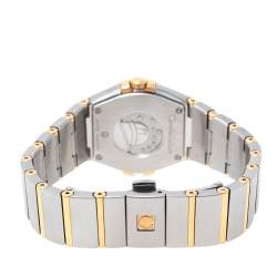 Pre Owned Omega Mother of Pearl 18K Yellow Gold & Stainless Steel Diamond Constellation 123.20.27.60.55.002 Women's Wristwatch 27 mm