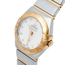 Pre Owned Omega Mother of Pearl 18K Yellow Gold and Stainless Steel Constellation 795.1001 Women's Wristwatch 27 mm