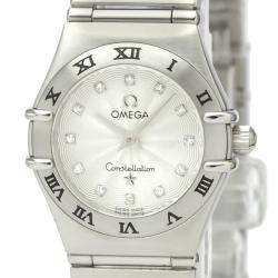 Pre Owned Omega Silver Diamonds Stainless Steel Constellation 1562.36 Quartz Women's Wristwatch 22 MM