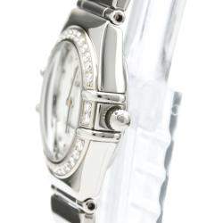 Pre Owned Omega MOP Diamonds Stainless Steel Constellation My Choice 1465.71 Women's Wristwatch 22 MM