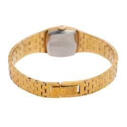 Pre Owned Omega Champagne Gold Plated Stainless Steel Vintage H5375 Women's Wristwatch 18 mm 