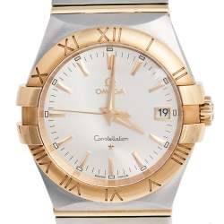 Omega Silver Stainless Steel and 18K Yellow Gold Constellation 396.2011 Women's Wristwatch 34 mm